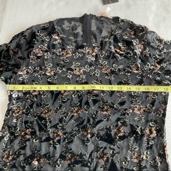 New Rebecca Taylor Womens Top 8 Floral Velvet Semi Sheer Silk Blend Black - Picture 9 of 13